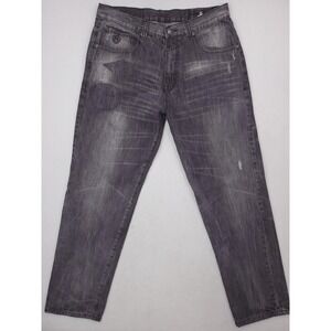 Eight 732 Jeans Mens 38x34 Gray Charcoal Dark Side Academy Straight Baggy Y2K